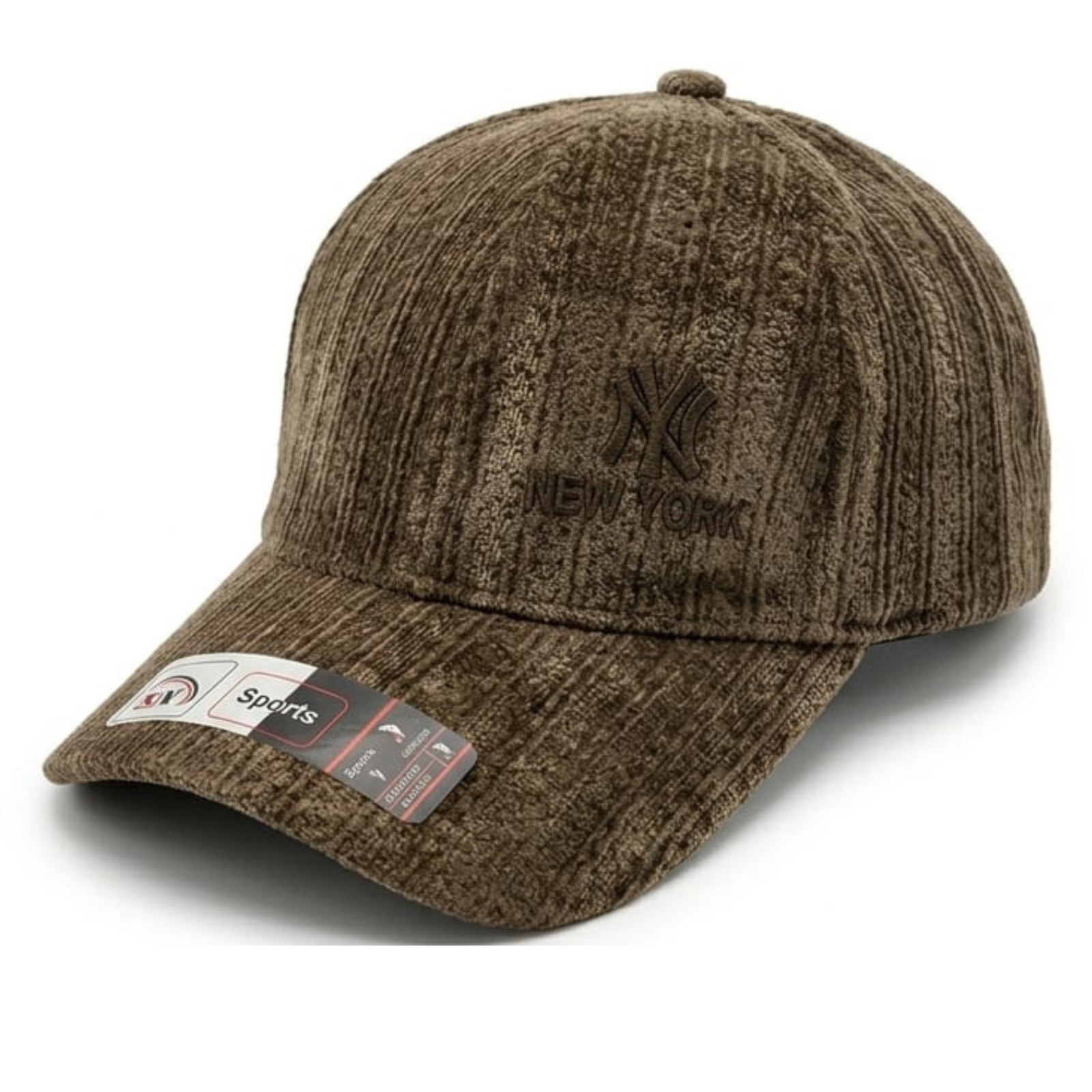 Unisex Ribbed Chenille Velvet Baseball Cap – Warm Winter NY Embroidered Curved Visor Cap